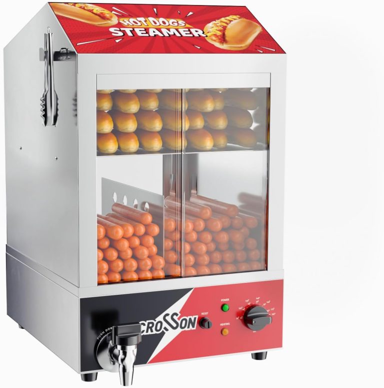 Crosson Hot Dog Steamer Professionnel 42L, machine à hot-dog avec chauffe-pains