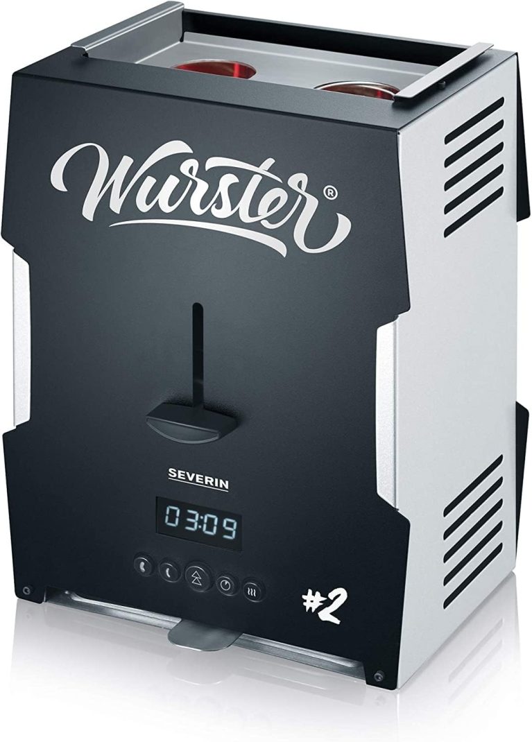 Severin WT 5005 Wurker, env. 2000 W, rapide et facile de préparation de deux saucisses rondes marron grills sur simple pression d'un bouton en seulement 5 minutes, plastique, noir brossé